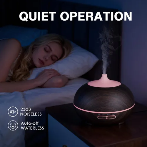 Vista 5 de Difusor de aceite esencial de gran capacidad de 550 ml con juego de 6 aceites esenciales, humidificador de aire ultrasónico para aromaterapia