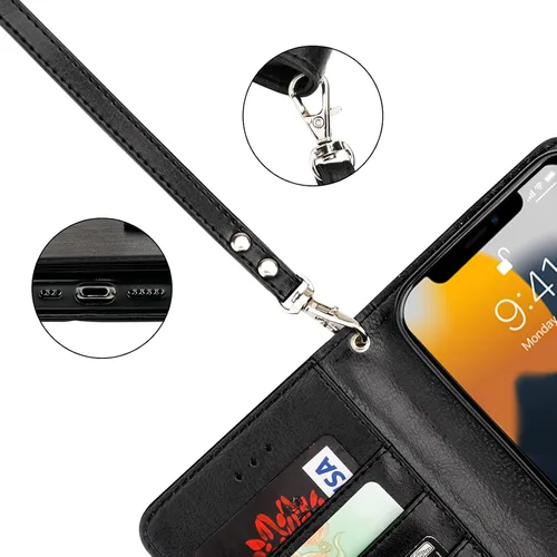 Vista 9 de Bocasal Funda tipo cartera desmontable para iPhone 13 Pro con bloqueo RFID, ranuras para tarjetas, soporte de cuero PU premium con soporte magnético
