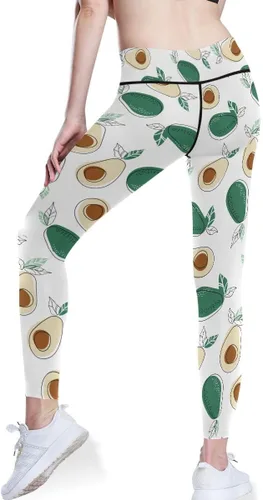 Vista 2 de JUNZAN Healthy Food Avocado Print Womens Yoga Pants Spandex Pants for Tall for Beach Fitness XS