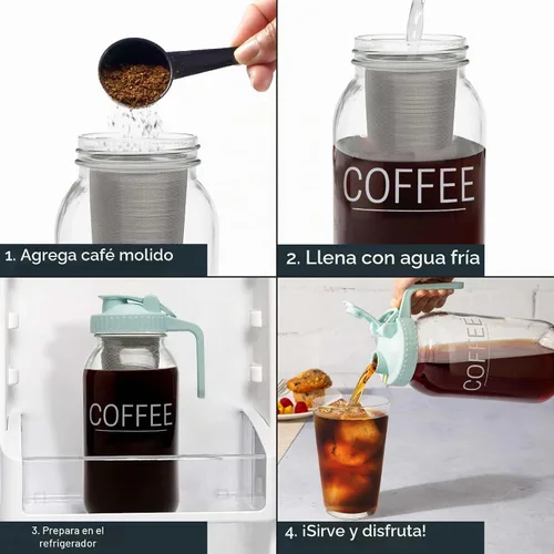 Vista 7 de Primula Mason Jar - Cafetera helada con filtro de acero inoxidable y tapa fácil de verter, jarra de vidrio duradera que se adapta a la mayoría