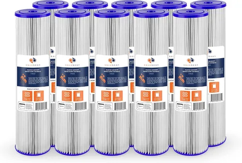 Vista 11 de Aquaboon Cartucho de filtro de agua de sedimento plisado para toda la casa, 1 micrón, repuesto de filtro de pozo de 20 x 4.5 pulgadas, compatible
