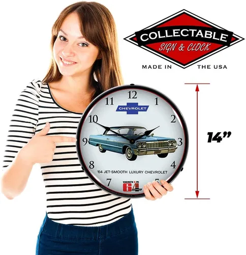 Vista 3 de 1964 Chevrolet Impala Jet Smooth Luxury LED Reloj de Pared, Retro/Vintage, Iluminado, 14 pulgadas