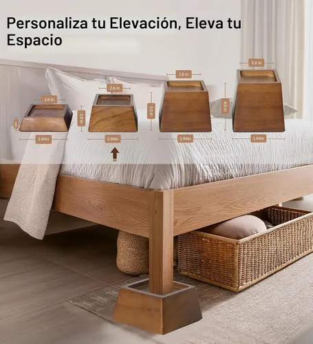 Vista 6 de Lufia Elevadores de madera de 2 pulgadas, elevadores de muebles de pino de alta calidad, resistentes, elegantes y que ahorran espacio para sofá