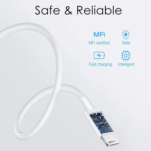 Vista 2 de Cable original [certificado Apple MFi] Cable Lightning a USB compatible con iPhone 13/12/11 Pro Max/XS MAX/XR/XS/X/8/7/Plus/6S iPad AirPods, iPod