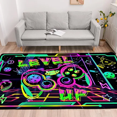 Vista 3 de Alfombras de área de juegos para niños, alfombras geniales para jugadores, adolescentes, alfombras grandes de videojuegos para dormitorio, consola