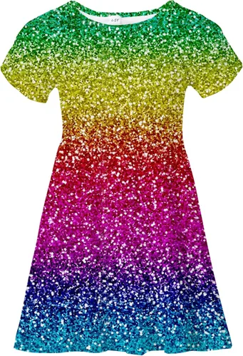 Vista 22 de Vestidos para niñas con estampado lindo, de manga corta, vestidos casuales de verano para niñas de 4 a 10 años