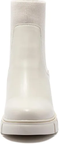 Vista 3 de REDTOP Botas Chelsea elásticas para mujer con tacón grueso en bloque, plataforma y suela con relieves, botines al tobillo