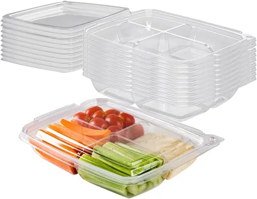 Vista 20 de Restaurantware Tamper Tek - Recipientes rectangulares para llevar de 11 onzas, 100 recipientes duraderos de plástico transparente congelable a