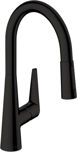 Vista 6 de hansgrohe Talis S 72813341 - Grifo de cocina de arco alto, grifo para fregadero de cocina, cabezal rociador de acoplamiento magnético, cromo negro