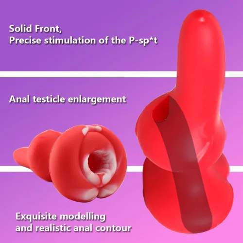 Vista 3 de Masturbador masculino de silicona para adultos con tapón anal para consolador, extensor de pene, estimulador de punto G, dispositivo anal funcional
