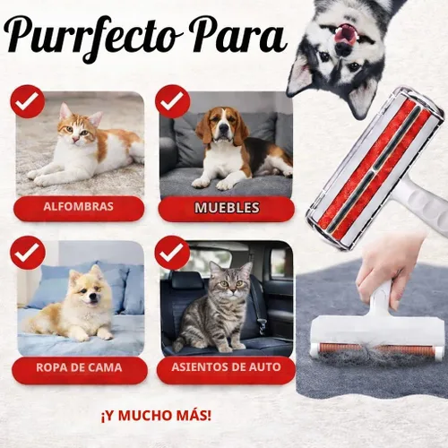 Vista 6 de Rodillo removedor de pelo de mascotas reutilizable – Rodillo manual resistente para pelos de perros y gatos – Muebles, sofá, alfombra, alfombras
