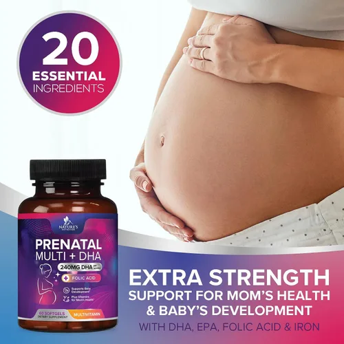 Vista 6 de Vitaminas prenatales para mujeres con ácido fólico + Omega 3 DHA para el desarrollo del cerebro fetal, el mejor suplemento de vitamina prenatal