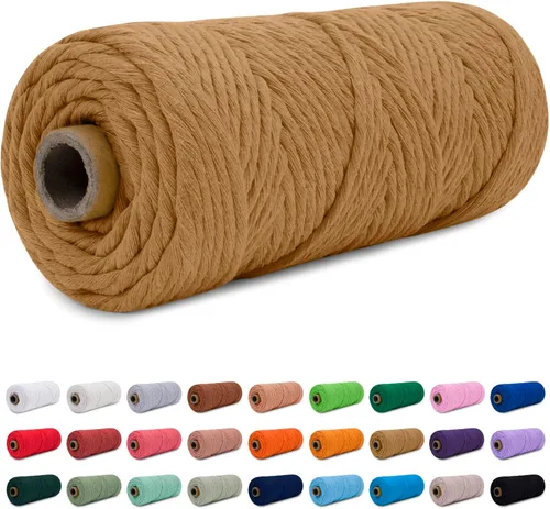 Vista 9 de CAMAL Cordón de macramé de 0.157 in x 109 yardas (328.1 ft), cuerda de algodón de color para tejer, manualidades, colgar en la pared, proyectos