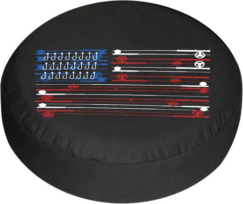 Vista 7 de Cubierta de neumático de repuesto para remolque, cañas de pescar, bandera estadounidense, cubiertas de neumáticos remolcables, resistentes a