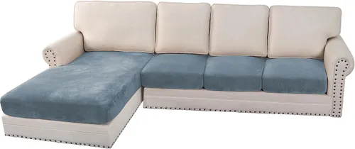 Vista 167 de H.VERSAILTEX Funda de cojín elástica de terciopelo para sofá, funda de cojín de felpa para cojines de silla, protector de muebles, cojín de asiento