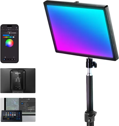 Vista 11 de NEEWER Luz LED de 15.5 pulgadas, abrazadera en el panel de escritorio, iluminación de video para grabación de juegos, llamada de zoom, CRI97+, 2.4G