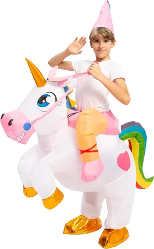 Vista 5 de Spooktacular Creations Disfraz inflable para niños, disfraz de unicornio iluminado para Halloween