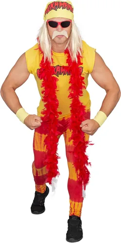 Vista 3 de Juego completo de disfraz de Hulk Hogan Hulkamania, XXL