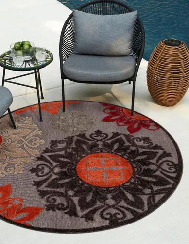 Vista 9 de Unique Loom Outdoor Modern Collection - Alfombra rectangular de 2 x 3 pies 1 pulgada, color marrón y naranja
