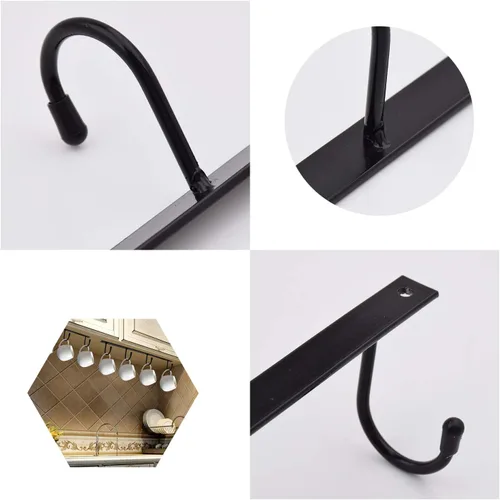 Vista 4 de MOCOUM Soporte de metal para tazas debajo del gabinete, estante colgante de hierro para tazas de café y utensilios de cocina (negro, 3)