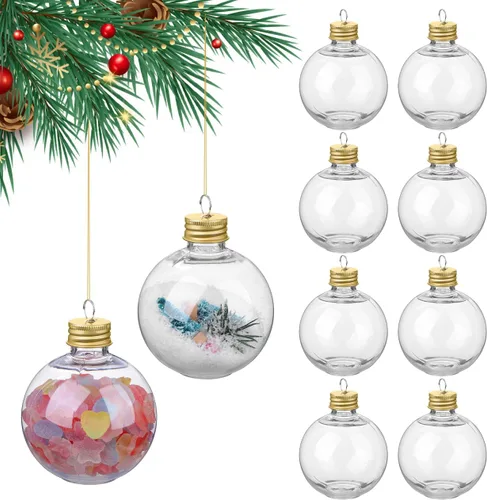 Vista 11 de BESTonZON 10 bolas de alcohol de Navidad, bombillas de botella de 1.7 fl oz con forma de adornos de Navidad de plástico transparente, colgante