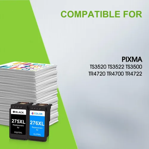 Vista 2 de 275 y 276 cartuchos de tinta de repuesto para impresoras Canon 275 y 276 XL PG-275XL CL-276XL para impresoras Canon PIXMA TS3520 TS3522 TS3500