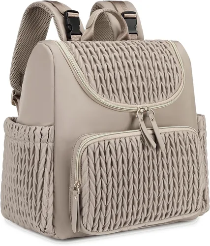 Vista 11 de LORADI Mochila ligera para pañales con clips para cochecito, bolsillos aislados, artículos esenciales para baby shower (nailon, negro)