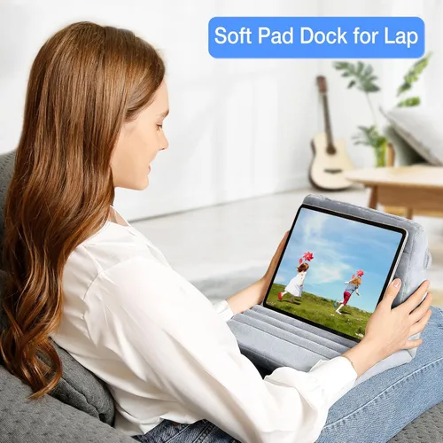 Vista 6 de MOSISO Soporte de almohada para tableta, soporte suave para tablet de regazo, base suave para tablet con bolsillos y ranura para lápiz capacitivo