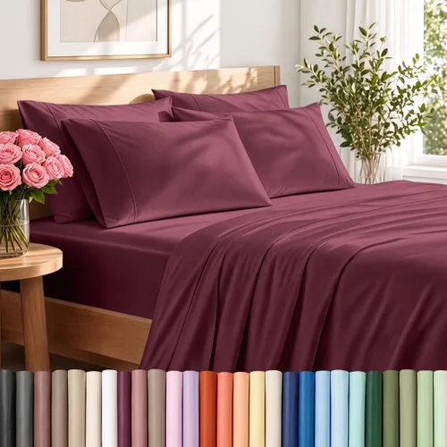 Vista 15 de Bare Home Juego de sábanas 1800 ultra suaves con 4 fundas de almohada 24 - rosa claro