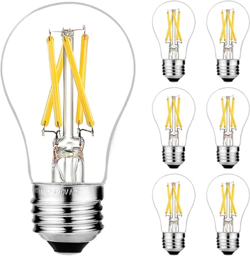 Vista 8 de LiteHistory Bombilla LED E26 regulable de 6 W igual a 60 W, bombilla LED Edison vintage AC120V 2700K A15 bombilla LED para ventilador de techo