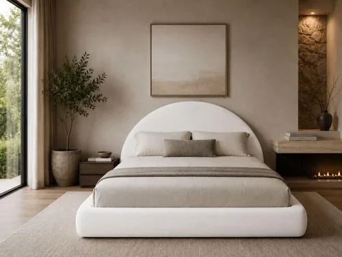Vista 23 de Cama redonda – Funda lavable con cremallera – Espuma suave tapizada de lino – Modular minimalista moderno – Media luna – Se vende por separado