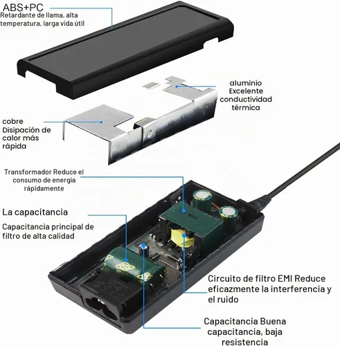 Vista 4 de Cargador adaptador de 24V 2A para motocicleta eléctrica Razor ZR350