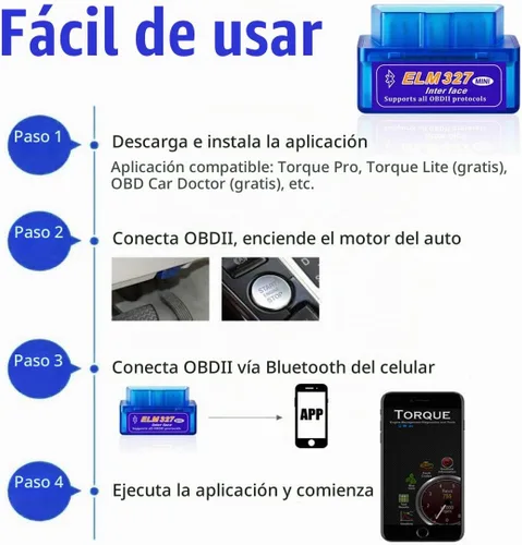 Vista 3 de Mini Bluetooth ELM327 OBD2 Detector de fallas de coche V2.1 Automóvil OBD OBDII lector de código comprobar la luz del motor herramienta