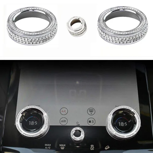 Vista 2 de Compatible con Range Rover Velar Evoque 2020-2022, accesorios brillantes para interior de automóvil, perilla de aire acondicionado, accesorios