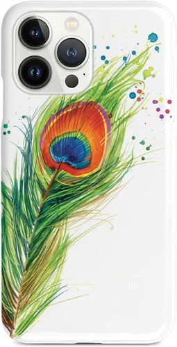 Vista 9 de Inspired Cases - Compatible con iPhone Xs Max - Funda protectora con textura 3D para Apple iPhone Xs Max - Plumas de pavo real acuarela