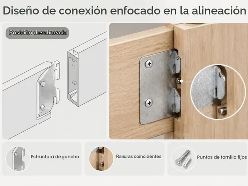 Vista 5 de Bitray Placas de madera para cama de carril de gancho para reemplazo