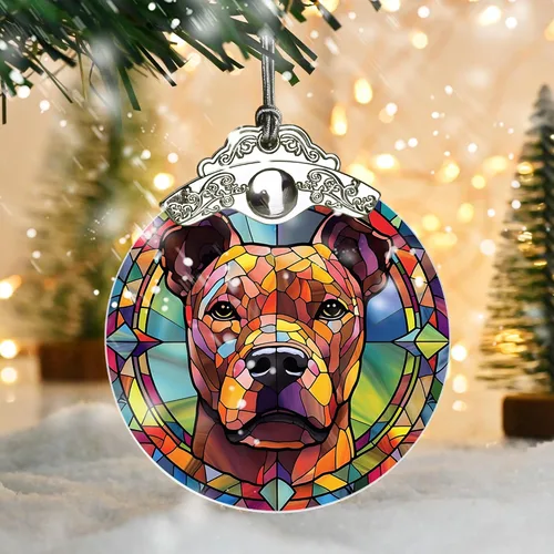 Vista 5 de Jocidea Adorno para perro, adorno colgante de American Staffordshire Terrier – vidrio, Navidad, Acción de Gracias, decoraciones de cumpleaños