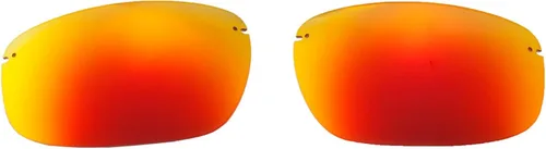 Vista 2 de Walleva Lentes de repuesto polarizados rojo fuego + azul hielo para gafas de sol Maui Jim Ho'okipa, Rojo fuego + azul hielo.