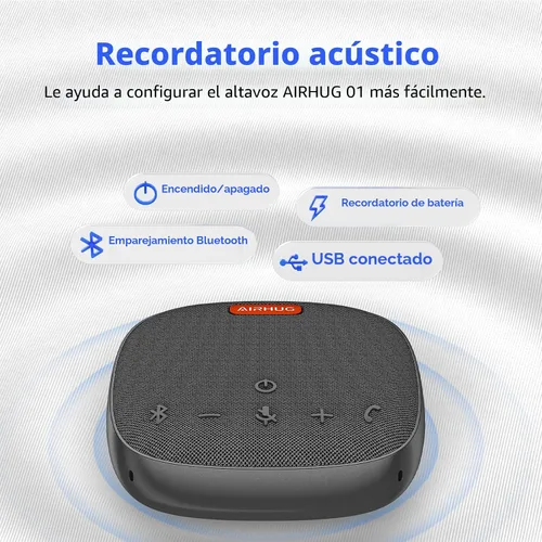 Vista 2 de AIRHUG Altavoz de conferencia y micrófono, altavoz Bluetooth con recogida de voz de 360°, reducción de ruido avanzada, USB-C Plug & Play, compatible