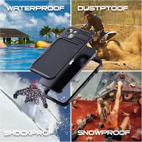 Vista 7 de Funda impermeable para iPhone 14 con protector de pantalla integrado, a prueba de polvo, a prueba de golpes, a prueba de caídas, cubierta protectora