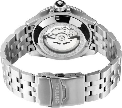 Vista 3 de Cestrian Dive Series Black Dial Green Ceramic Bezel Steel Bracelet Automatic 300M Mens Watch