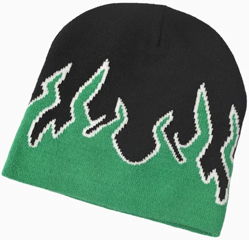 Vista 2 de CORIRESHA Gorros de punto de lana de llama Y2K para mujer, para invierno, otoño, cálidos, calaveras
