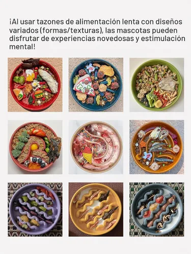 Vista 8 de Cuenco de cerámica para perros de alimentación lenta, albaricoque, mediano Olas-Albaricoque