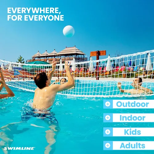 Vista 2 de SWIMLINE Juego original de red de voleibol de piscina con pelota ajustable de hasta 34 pies de ancho para niños y adultos 2 bases estables