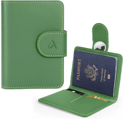 Vista 8 de ALLIVE Soporte para pasaporte para viajes, soporte para pasaporte Rfid para mujeres y hombres, funda de pasaporte de cuero genuino para viaje