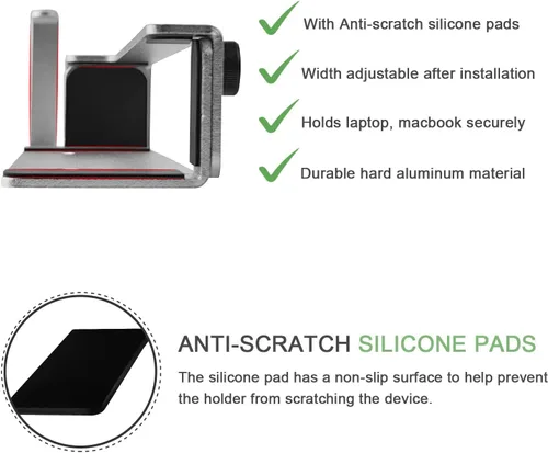 Vista 5 de IFCASE Soporte de pared de aluminio para laptop para MacBook Air, Pro, Surface, iPad, tabletas, teléfonos celulares con gancho para auriculares