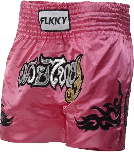 Vista 4 de FLKKY Muay Thai - Pantalones cortos de boxeo para hombres y mujeres, de alta calidad, para entrenamiento de artes marciales, gimnasio, boxeo