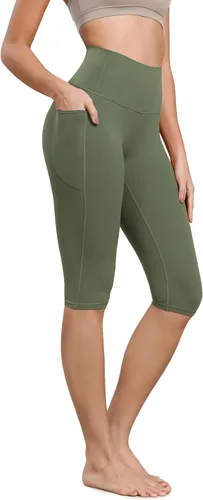 Vista 46 de ODODOS Pantalones capri de yoga suaves como mantequilla para salón con bolsillos para mujeres, leggings capri de cintura alta de 14"/19"/21