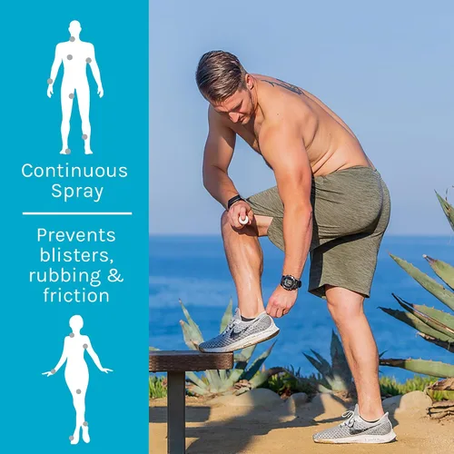Vista 4 de TRISLIDE Lubricante de pulverización continua antirozaduras para la piel, protección contra la fricción del cuerpo, evita ampollas y rozaduras