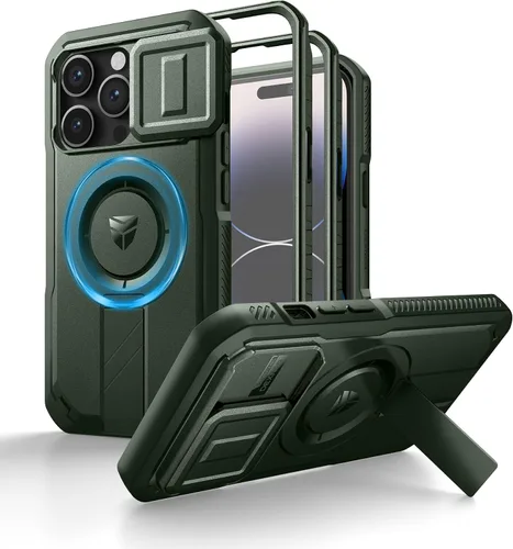 Vista 93 de Dexnor - Funda para iPhone 12 & iPhone 12 Pro con tapa deslizante para cámara, soporte ajustable y protector de pantalla integrado, carcasa